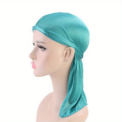 1pc Unisex Satin Durag Bandanas Turban Hat Silk Durag Biker Headwear
