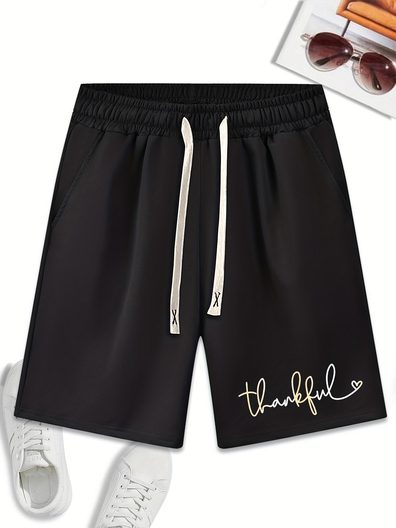 Men's Purple Rose Graphic Drawstring Waist Shorts