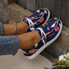 Halloween Pumpkin Ghost Pattern Slip On Loafers Shoes