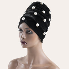 Sponge Thick Starry Pearl Velvet Headscarf Hat Warm Ladies Beanie Hat