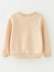 Toddler Girls Pink Thin Fleece Round Neck Sweatshirt Kids Clothes