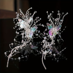 Crystal Butterfly Bridal Hair Clip with Tassel