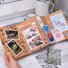Vintage Wooden Scrapbook Album 30 Sheets DIY Memory Book Love Footprint