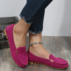 Rose Red Loafers Soft Sole Lightweight Non Slip Flat Boat Shoes