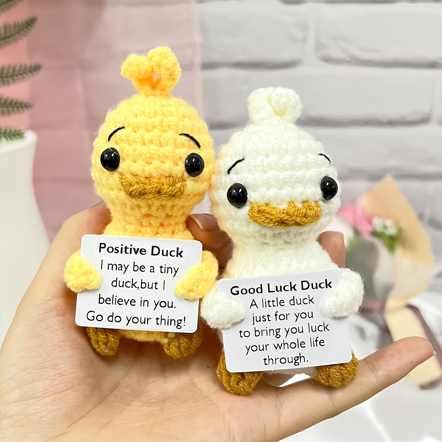 Fabric Crochet Duck Toy Lucky Duck with Yellow Beak Birthday & Party Decor