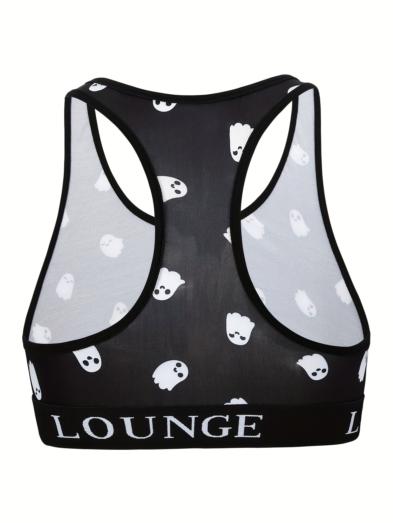 Halloween Sports Bra Women's Plus Ghost Print Letter Tape