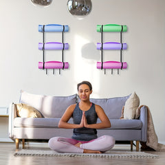 Wall Mount Yoga Mat Holder Rack 3 Layer Gym Storage