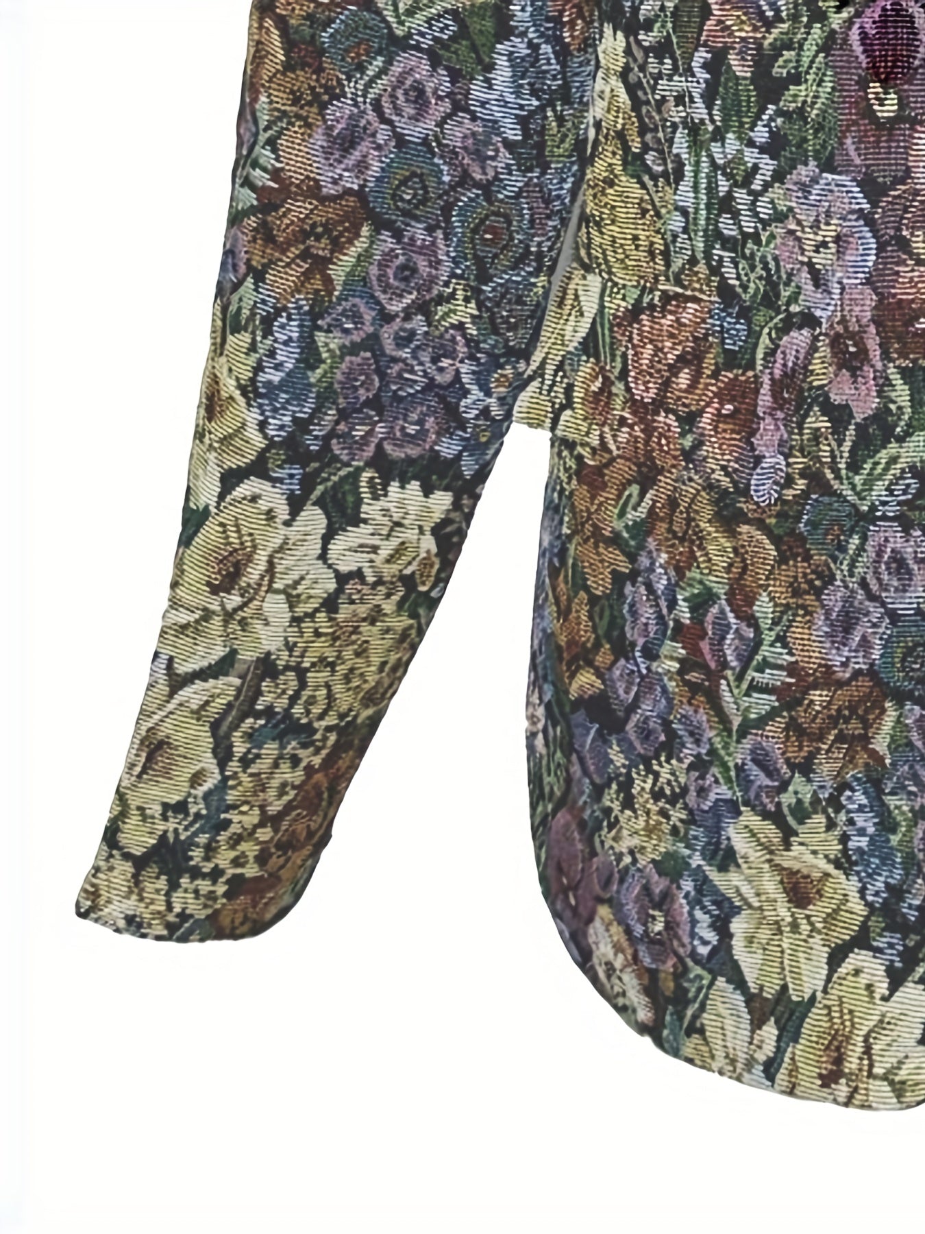 Floral Print Lapel Blazer Vintage Open Front Outerwear