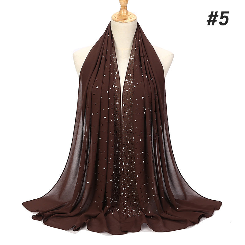 Wrinkles Chiffon Head Scarf Solid Bubble Wrap Shawl