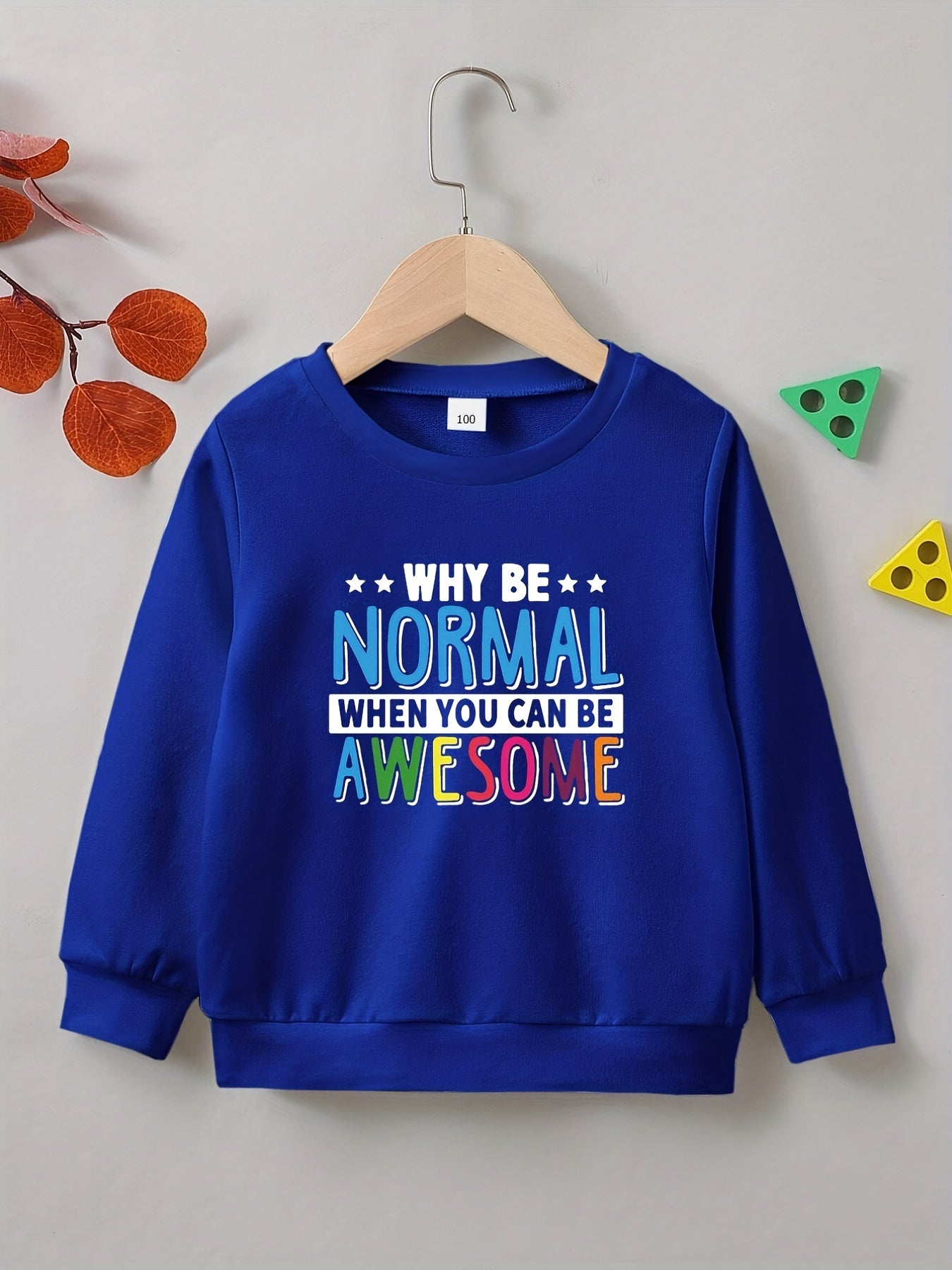 AWESOME Letter Print Boys Creative Sweatshirt