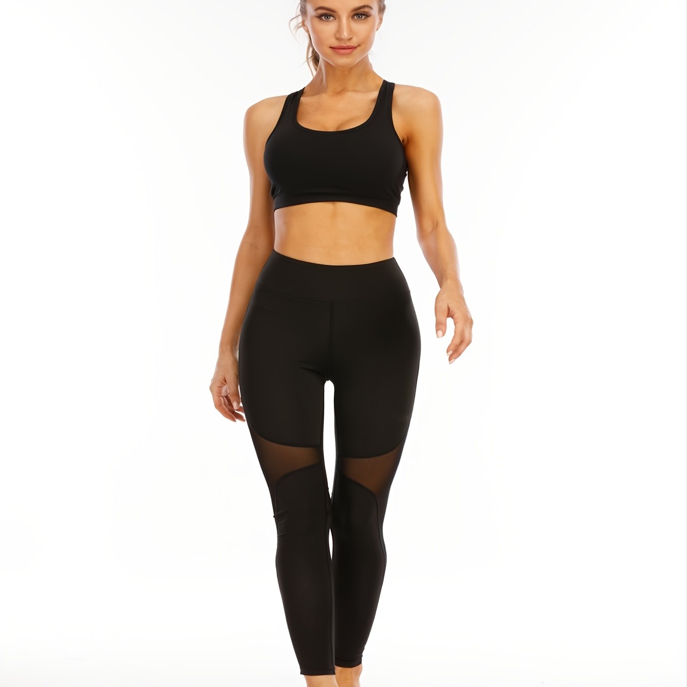 High Stretch Yoga Pants Mesh Stitching Leggings