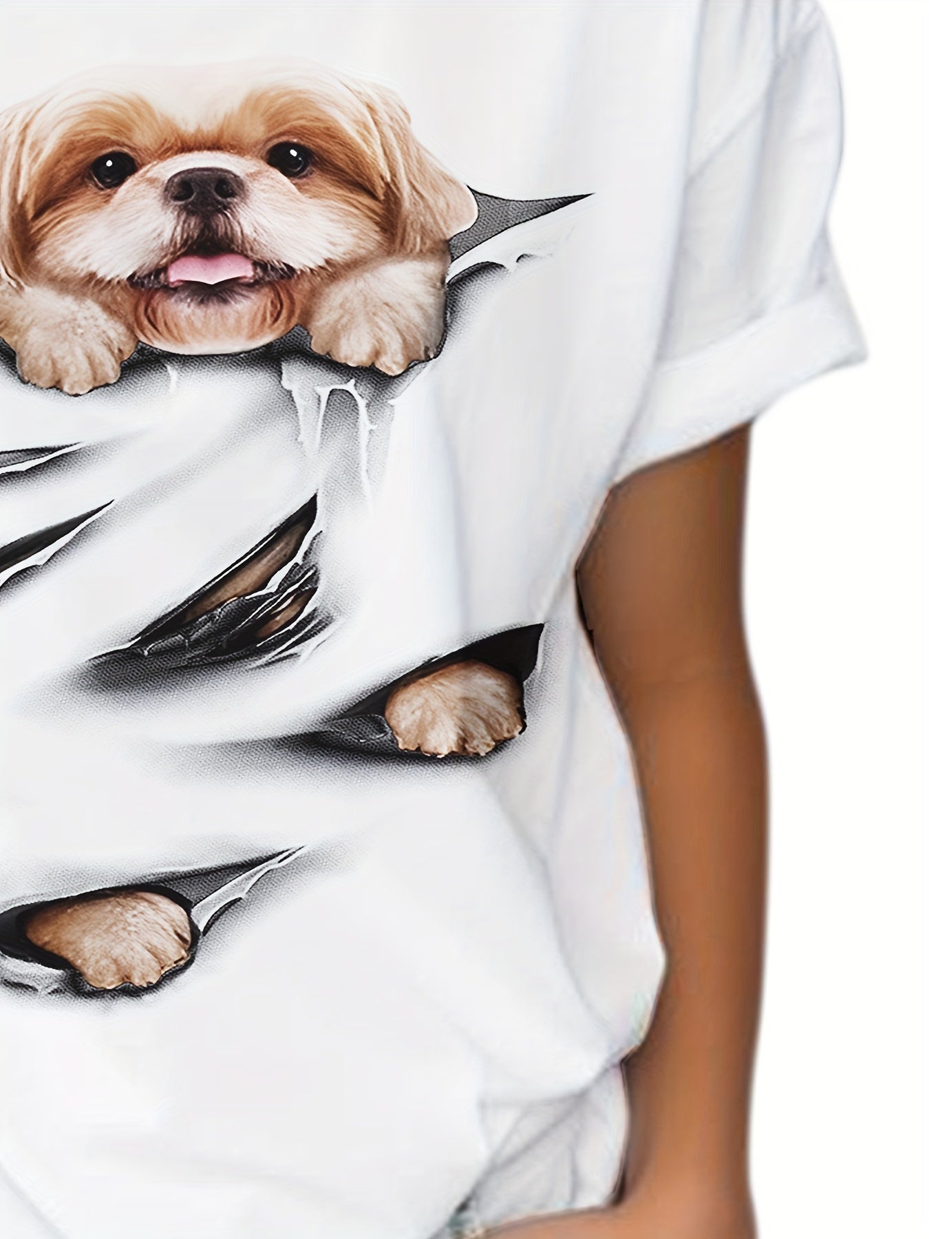 Girls Boys Puppy Graphic Short Sleeve T-shirt - Summer Sports Clothes