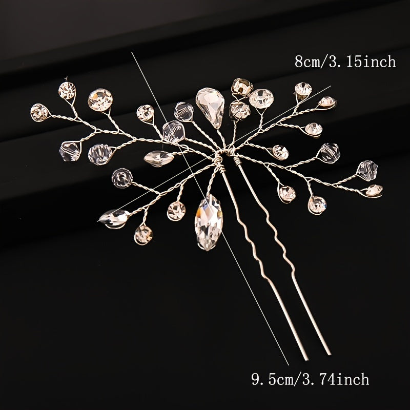 Crystal Bride Wedding Hair Pins Rhinestone Flower Hair Piece