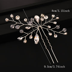 Crystal Bride Wedding Hair Pins Rhinestone Flower Hair Piece