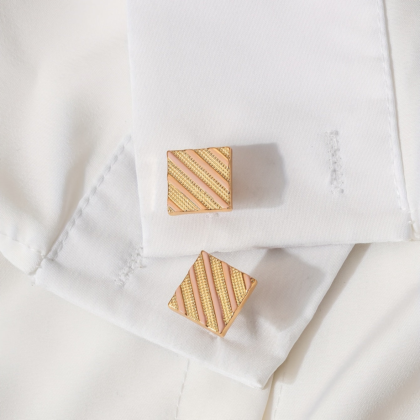 Square Striped Cufflinks for Men's French Shirt