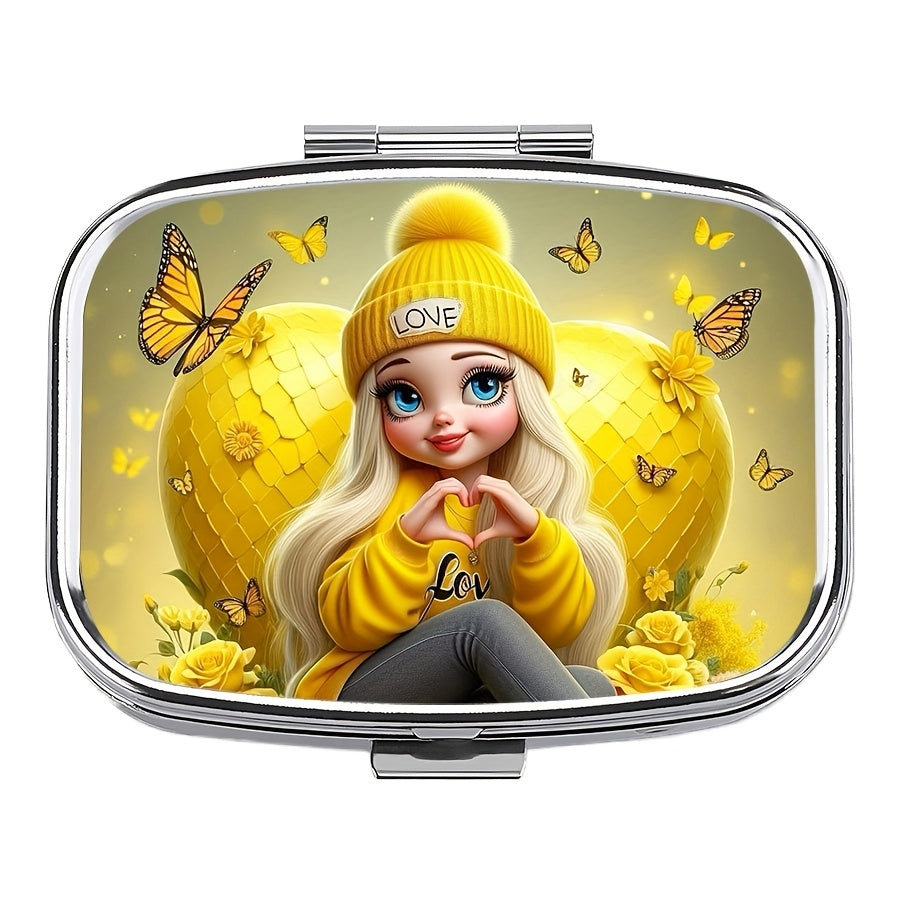 Love Girl Pill Case 2 Compartment Medicine Box Vitamin Pill Organizer