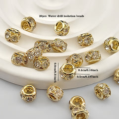 20 Pcs Round Beads Inlaid Rhinestone for DIY Jewelry Making