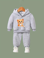 Cartoon Lion Print Hoodies Pants Set For Kids Spring Fall Sports Gift