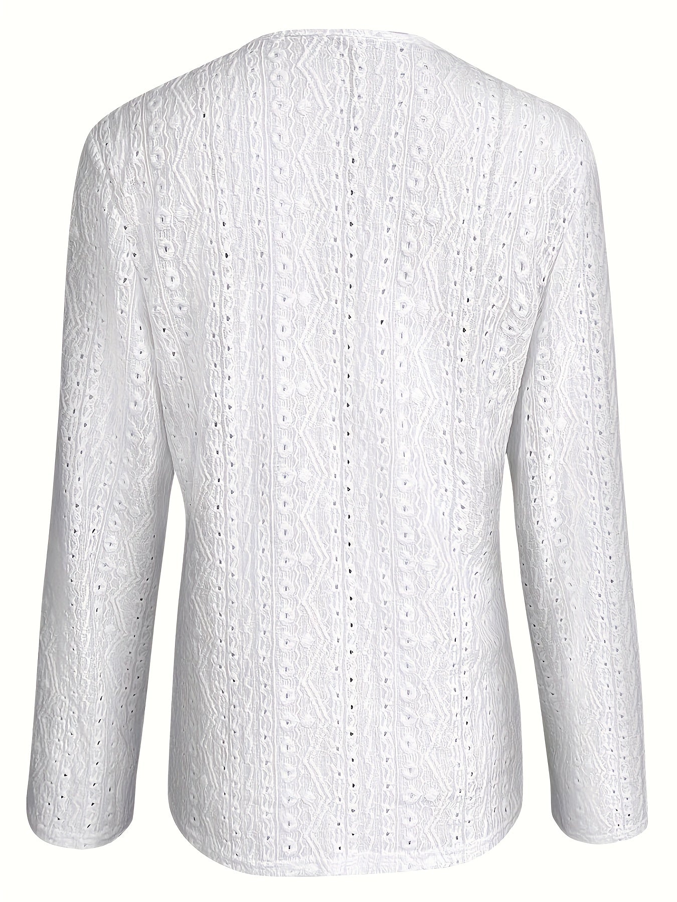Eyelet Open Front Blazer Casual Lapel Long Sleeve Outwear