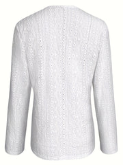 Eyelet Open Front Blazer Casual Lapel Long Sleeve Outwear