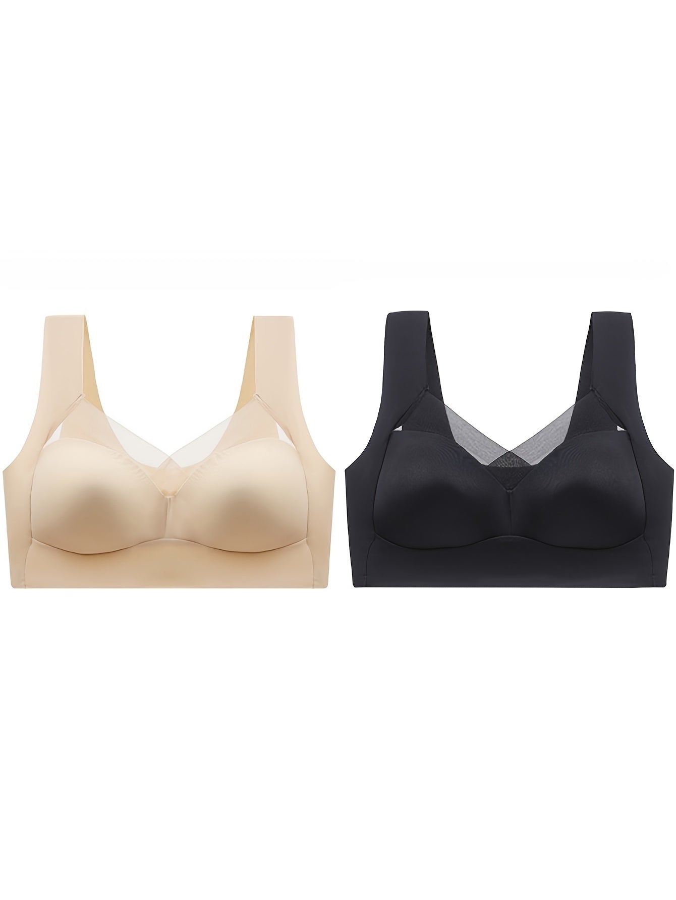2pcs Mesh Wireless Push Up Intimates Bras Women's Lingerie