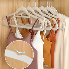 10pcs Plastic Flocking Hanger Clothes Store Wardrobe Storage