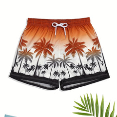 Coconut Tree Swim Trunks Quick Dry Beach Shorts