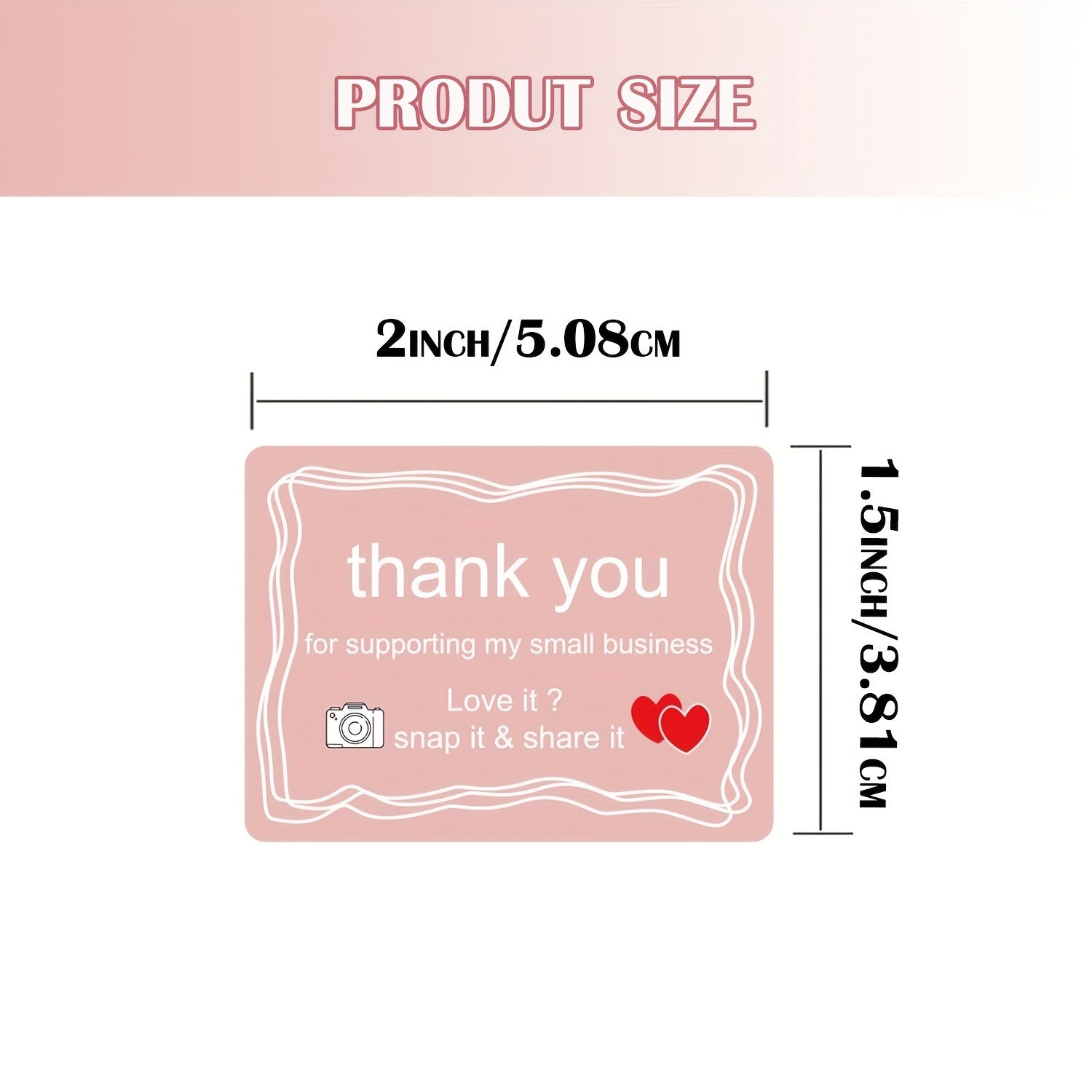 500pcs Vintage Camera Stickers 3 81 5 08 cm Pink Thank You Small Business