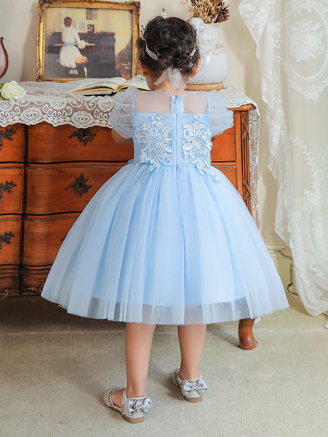 Girls' Puff Sleeve Princess Dress