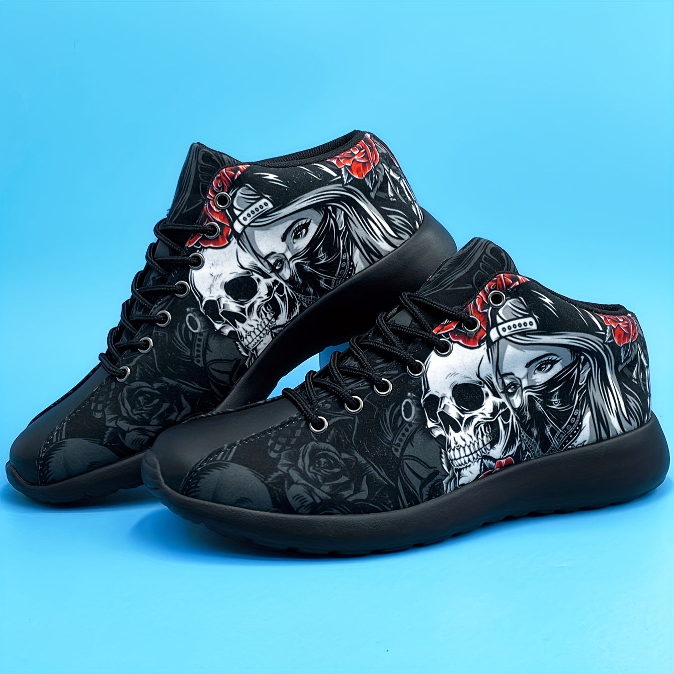 Scary Skull Pattern High Top Sneakers