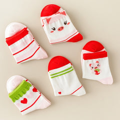 Girls Strawberry Pattern Sweet Socks for All Seasons