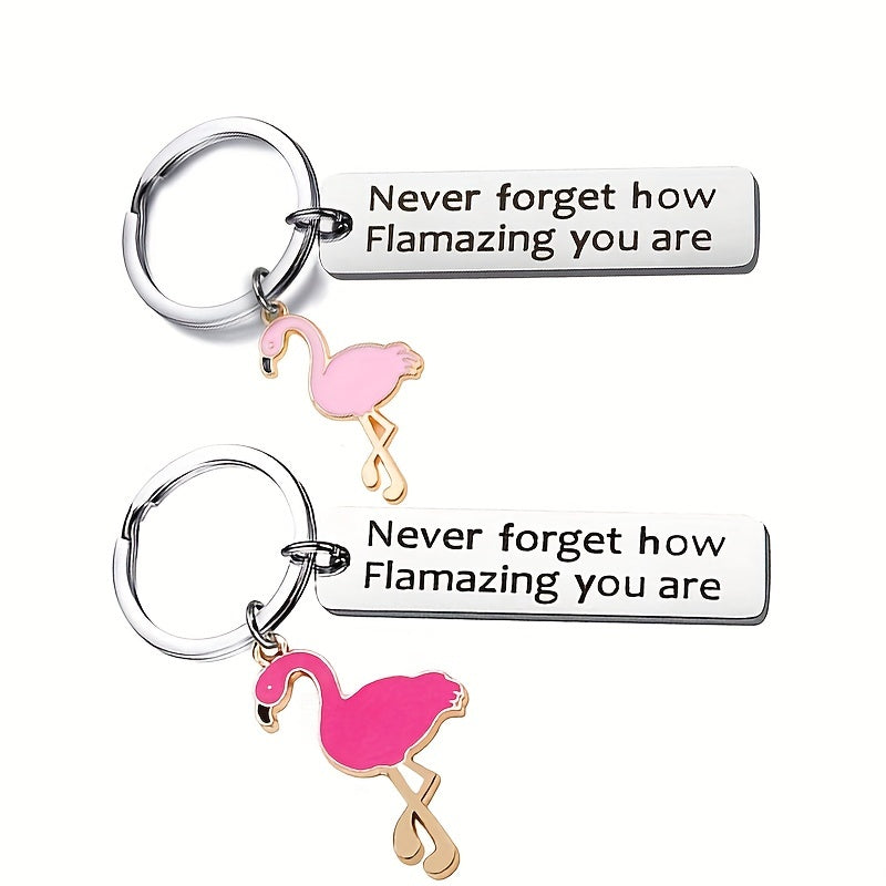 Flamingo Shape Stainless Steel Keychain Pendant