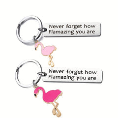 Flamingo Shape Stainless Steel Keychain Pendant