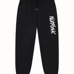 Men's Letter Print Joggers with Pockets Stretch Waist Casual Pants