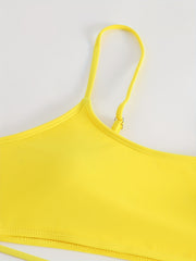 Criss Cross Tie Back 3Pc Swimsuit Yellow