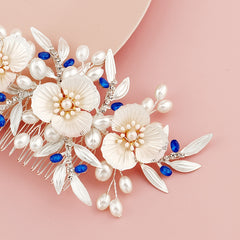 Vintage Flower Pearl Hair Comb Bridal Hair Accessories