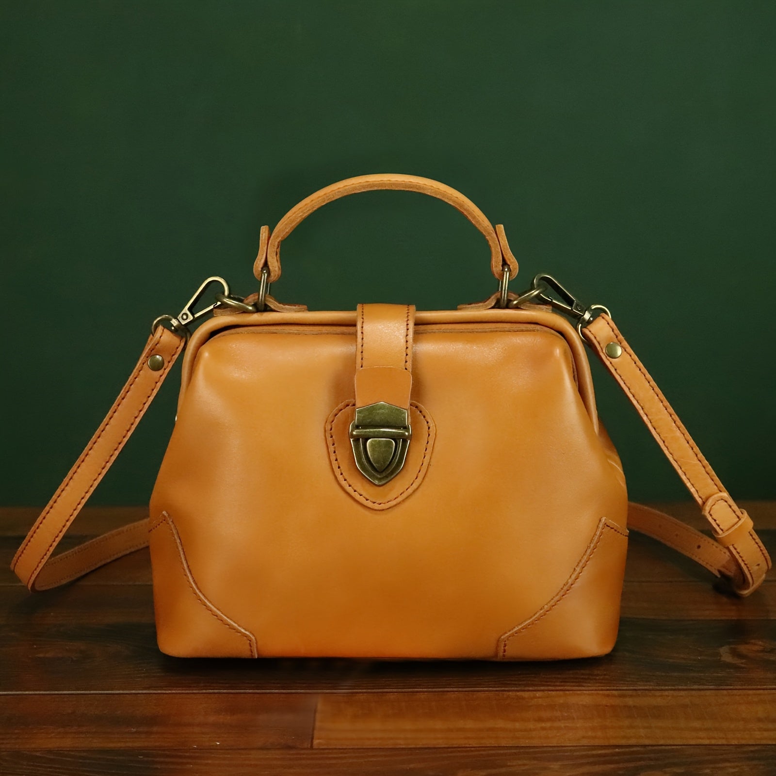 Vintage Leather Small Bag for Women Crossbody Phone Purse Metal Lock Brown