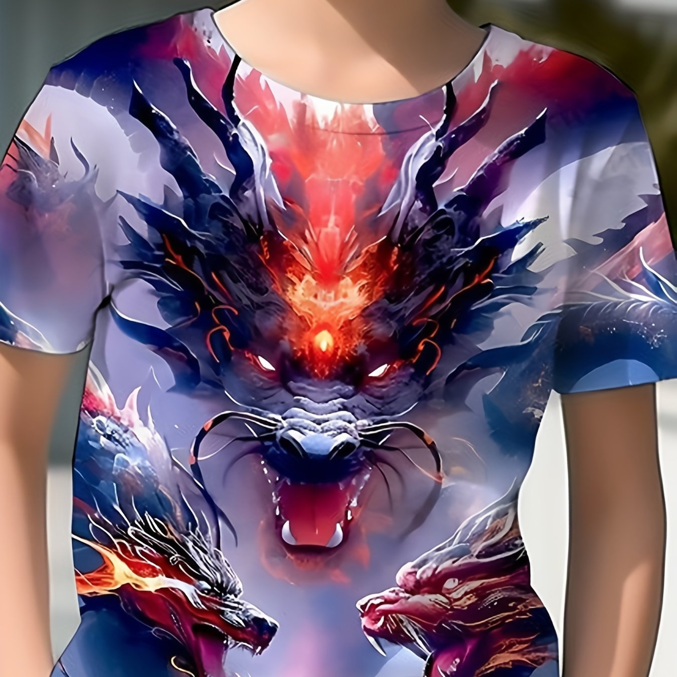 Boys' 3D Dragon Graphic T Shirt for Summer Outdoor Fun