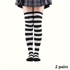Striped Thigh High Socks Cosplay Over The Knee Socks Women's Stockings