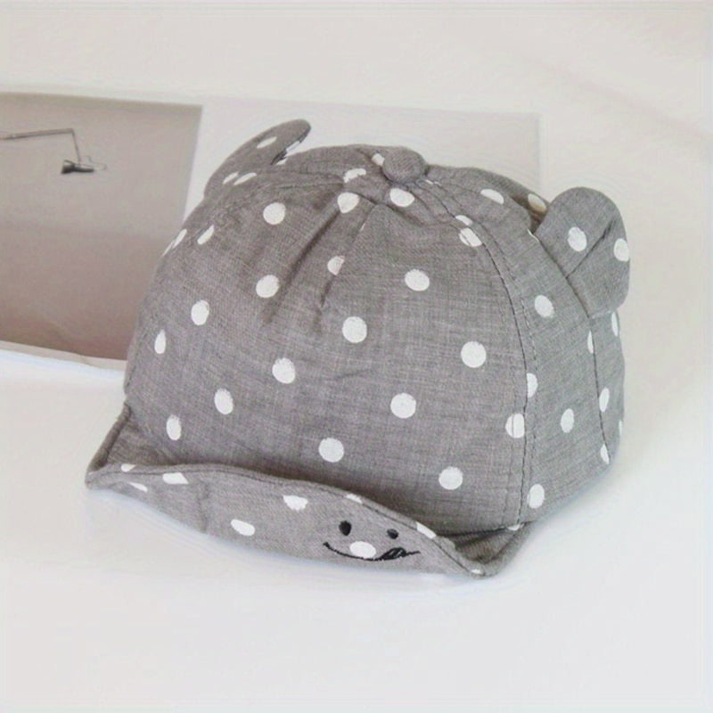 Kids Polka Dot Bear Ear Baseball Cap Sun Protection Hat