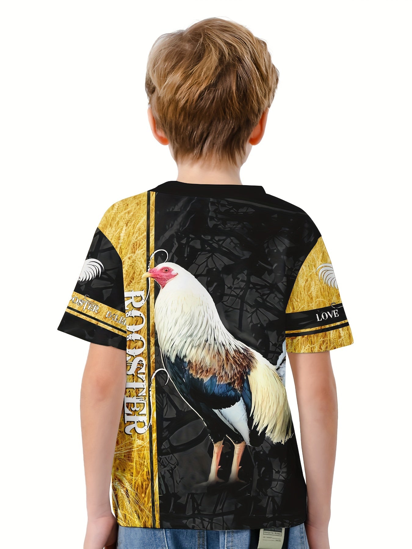 Rooster 3D Print Kids T shirt Boys Summer Lightweight Casual Top