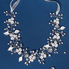 Flower Bride Wedding Headband Leaf Hair Vine Braid Headpiece Bridal Hair Accesso