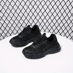 Women's Solid Mesh Lace Up Platform Sneakers Lightweight Outdoor Shoes