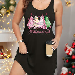 Christmas Nightdress Women's Plus Christmas Tree Print