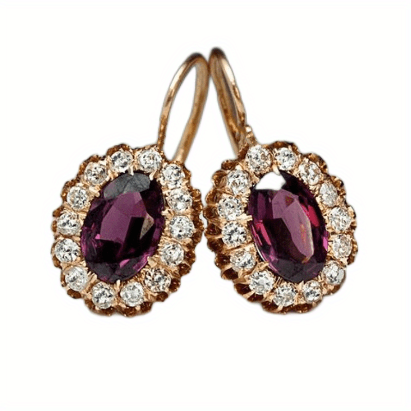 Rose Red Synthetic Gems Dangle Earrings Vintage Style Jewelry