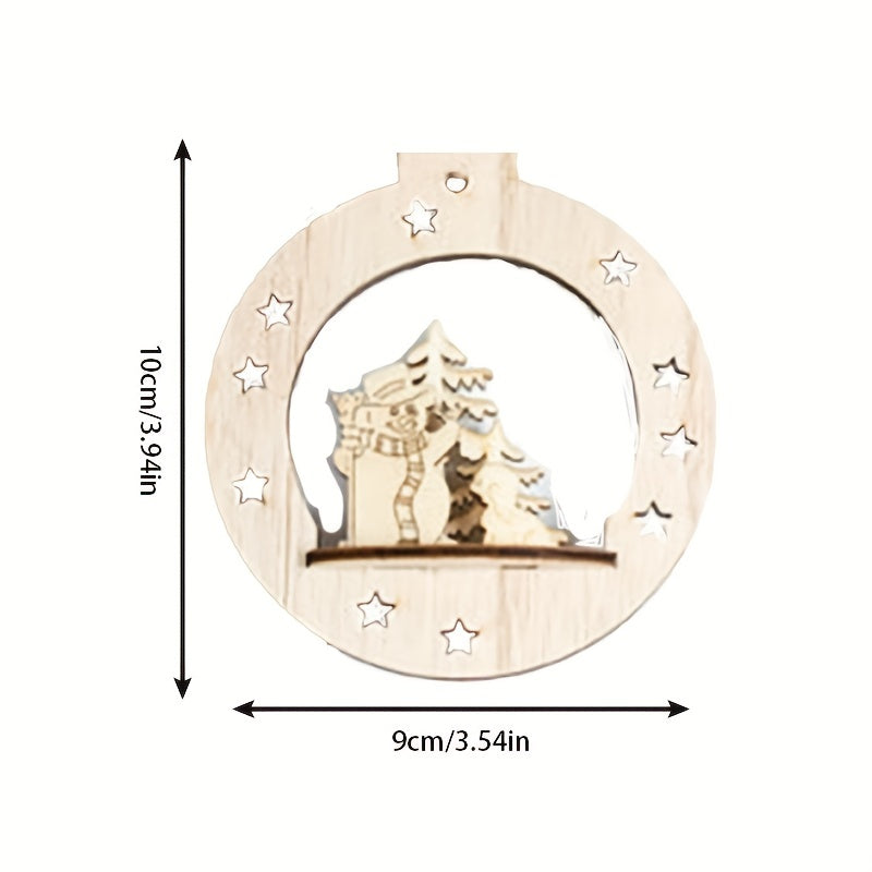 Elk Wooden Crafts Decorative Pendants Round Christmas Ornaments