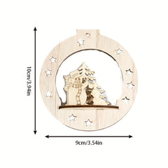 Elk Wooden Crafts Decorative Pendants Round Christmas Ornaments