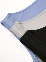 3pcs Solid Tank Night Dresses & Comfy Crew Neck Sleeveless Sleep Dress