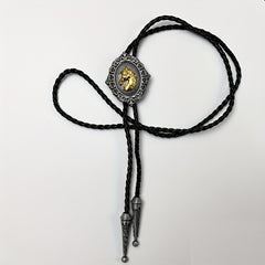 Horse Head Metal Collar Rope Necklace Vintage Western Cowboy Shirt Accessory