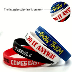 5pcs Engraved Inspirational Quote Silicone Bracelet